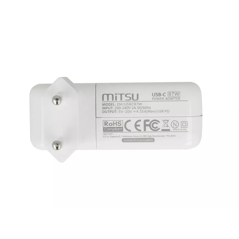 Napájací zdroj na notebook 87W USB-C 5V-9V-12V-15V/3A, 20V/3,25A, 20,2V/4,3A PD