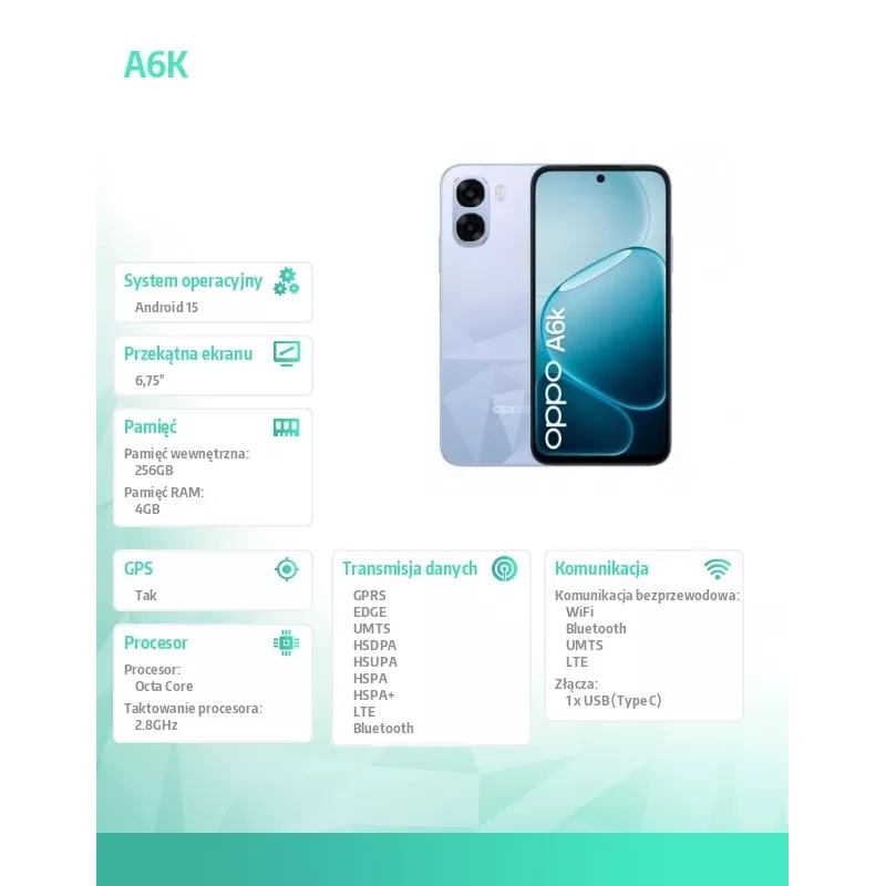 Smartphone A6k 4G 4/256GB CPH2891 svetlofialový