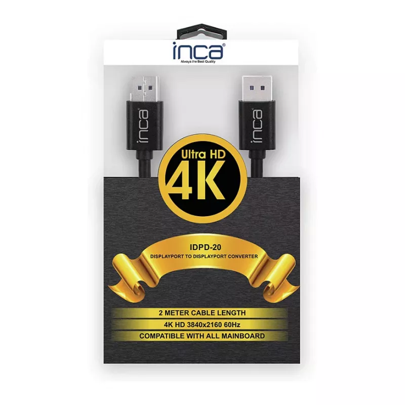 INCA DisplayPort kábel IDPD-20 DP > DP; 4K60Hz; 2,0m Retail