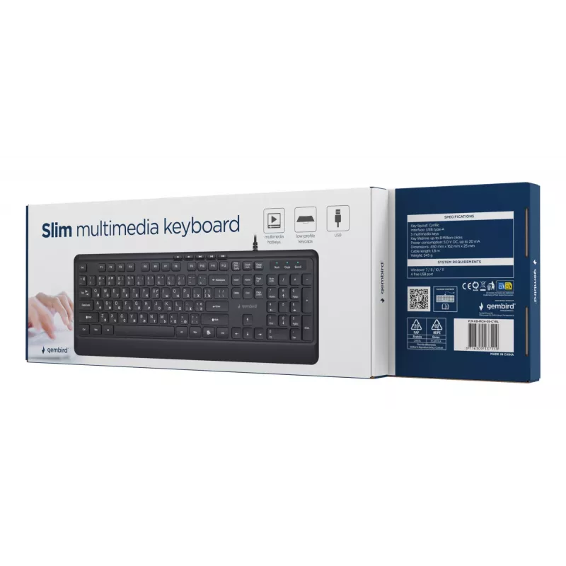 Klávesnica multimediálna USB CYRILL/ČIERNA KB-MCH-05-CYRL Gembird