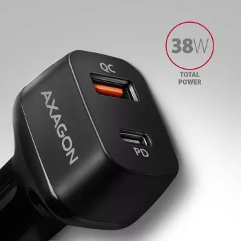 AXAGON PWC-PQ38 38W autonabíjačka 2x port USB-A+C