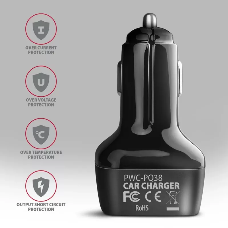 AXAGON PWC-PQ38 38W autonabíjačka 2x port USB-A+C