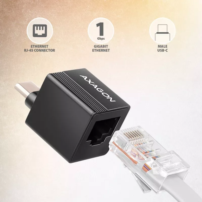 AXAGON ADE-MINIC USB-C 3.2 Gen 1 Gigabit Ethernet mini adaptér, čierny