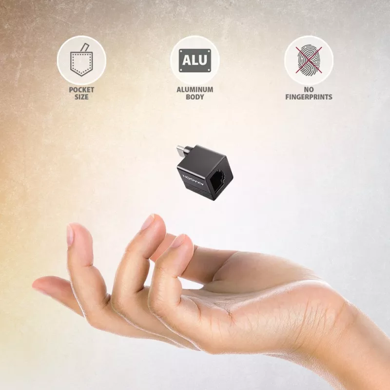 AXAGON ADE-MINIC USB-C 3.2 Gen 1 Gigabit Ethernet mini adaptér, čierny