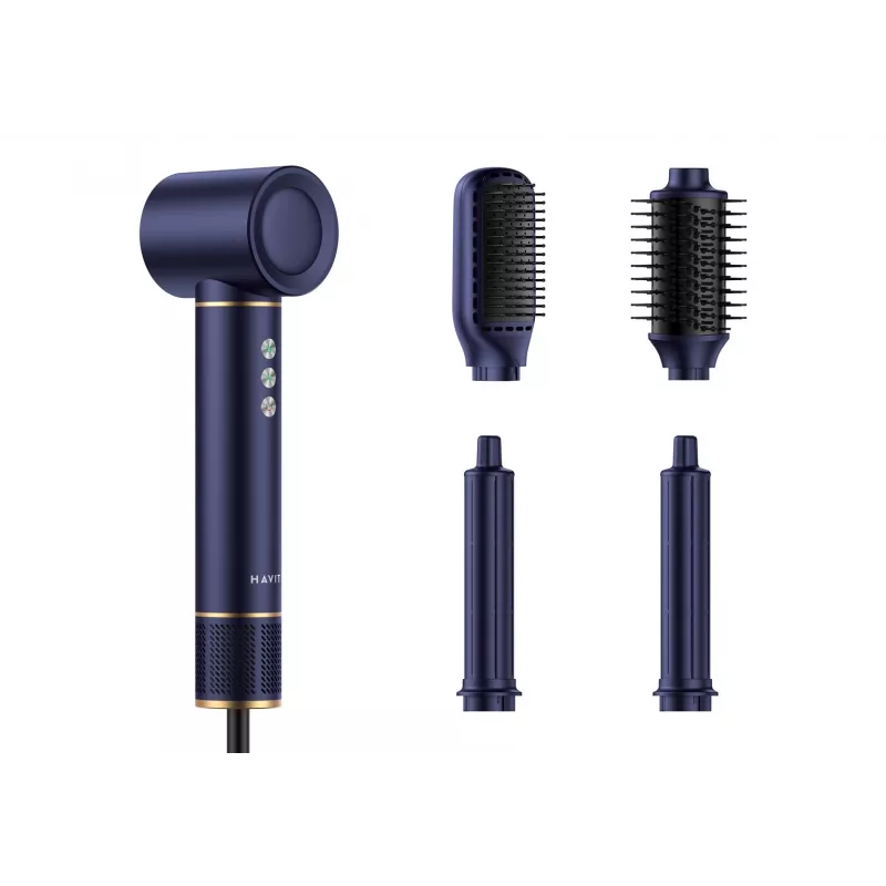 Havit HD634-EU multistyler teplovzdušná kefa, 1300 W, 4 nástavce, modrá