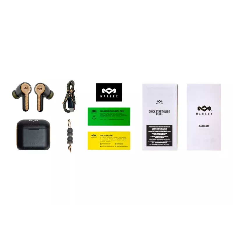 Marley Rebel True Earbuds vstavaný mikrofón, In-Ear, bezdrôtové, Signature čierny