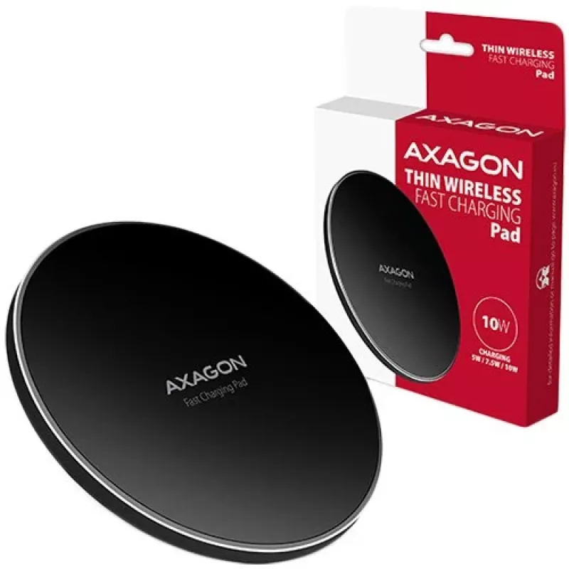 AXAGON WDC-P10T tenké bezdrôtové rýchlonabíjacie podložka, Qi 5/7,5/10 W, Micro-USB