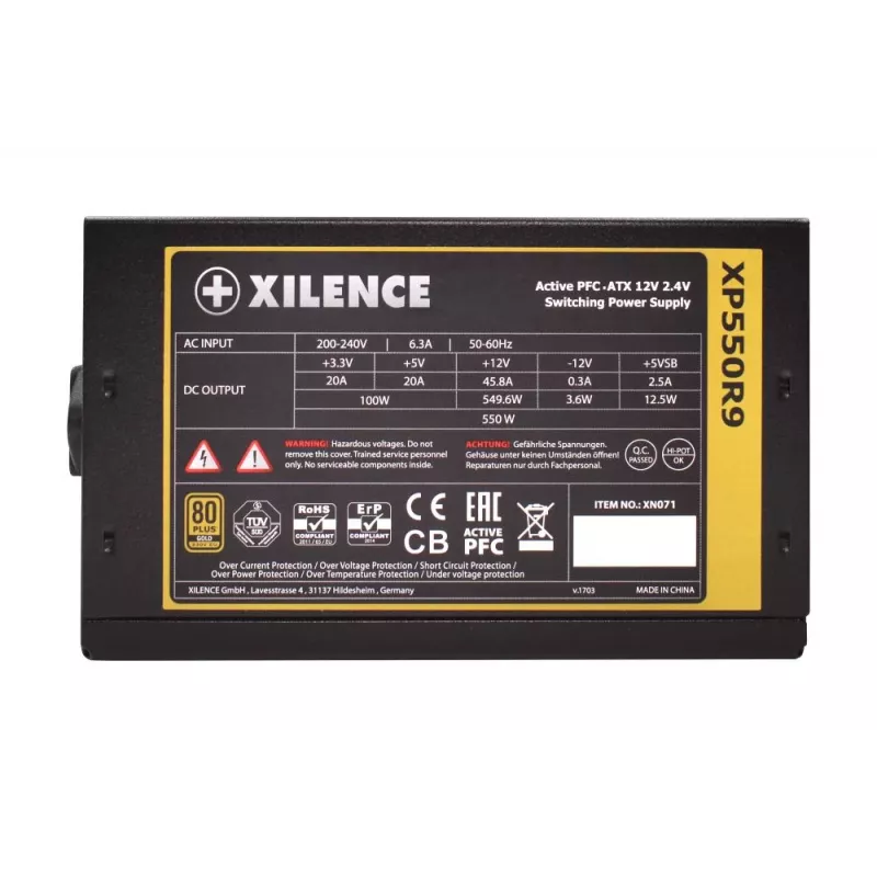 Napájací zdroj | XILENCE | 550 Watt | efektivita 80 PLUS GOLD | PFC Active | XN071