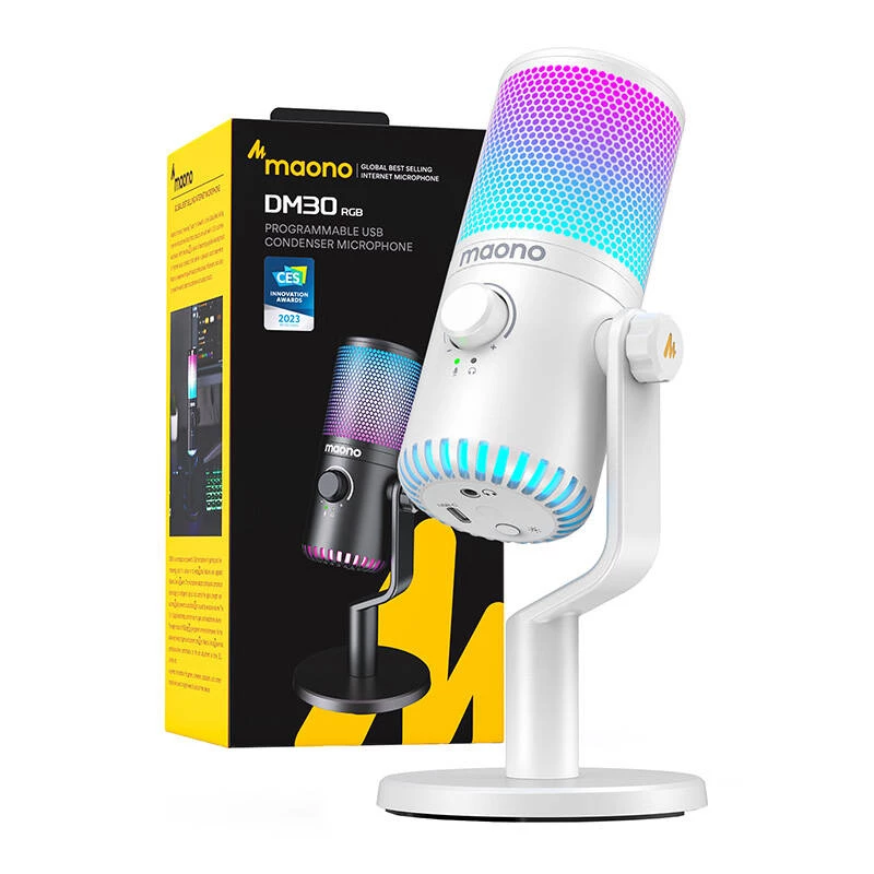 Herný mikrofón Maono DM30RGB (biely)