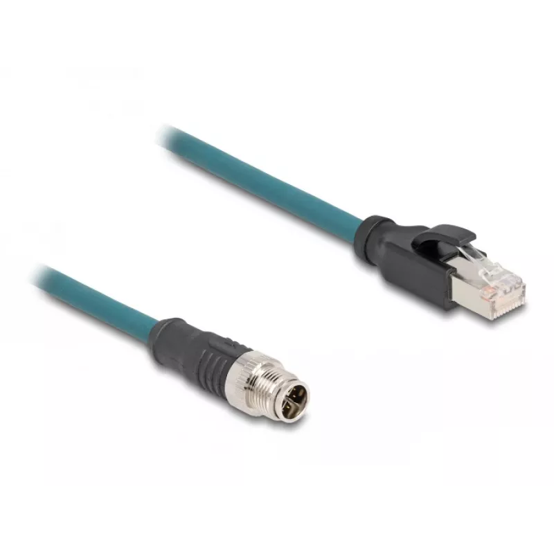 DeLOCK 60077 káblový adaptér M12 RJ-45 čierny - tyrkysový (60077)