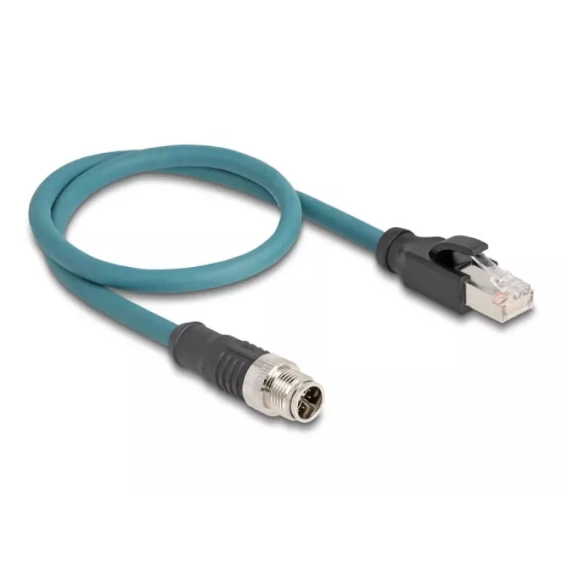 DeLOCK 60077 káblový adaptér M12 RJ-45 čierny - tyrkysový (60077)