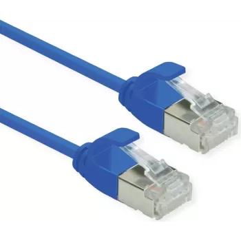 ROLINE Green - sieťový kábel - RJ-45 (M) na RJ-45 (M) - 15 cm - 3,6 mm - U/FTP - CAT 6a - bezhalogénový, zaliaty, ochrana západky, lanko - modrá, Pantone 647C (21.44.3340)