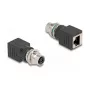 Delock M12 adaptér X-coded 8 Pin konektor samica na RJ45 konektor samica rovný