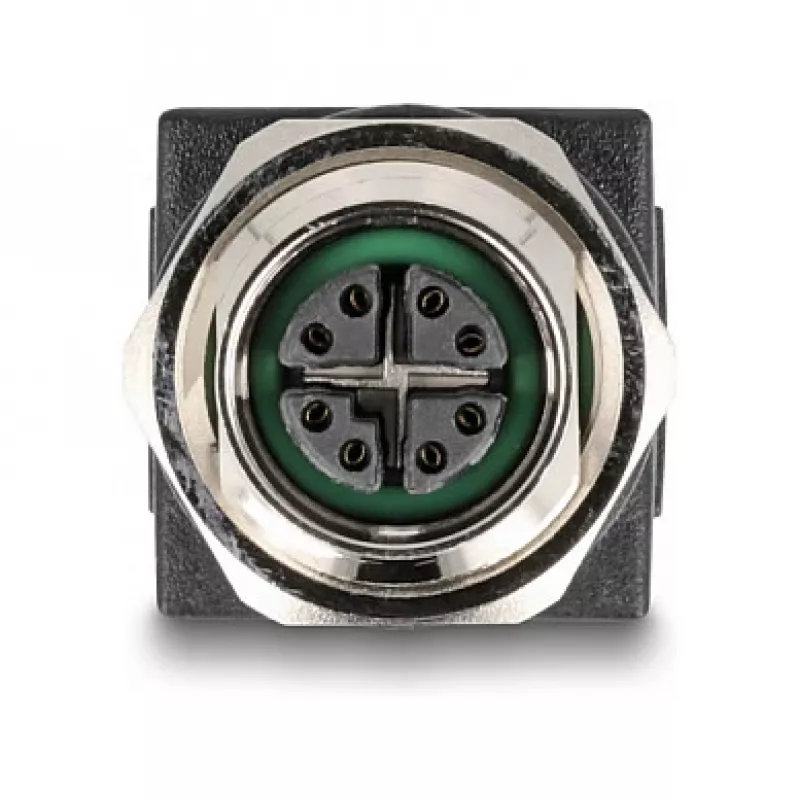 Delock M12 adaptér X-coded 8 Pin konektor samica na RJ45 konektor samica rovný