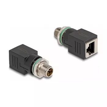 Delock M12 adaptér X-codiert 8 Pin konektor samec na RJ45 konektor samica rovný