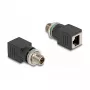 Delock M12 adaptér X-codiert 8 Pin konektor samec na RJ45 konektor samica rovný