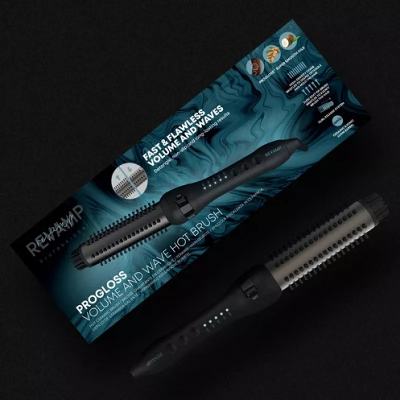 Revamp BR-1350X Progloss Volume & Wave Keramická teplovzdušná kefa, čierna