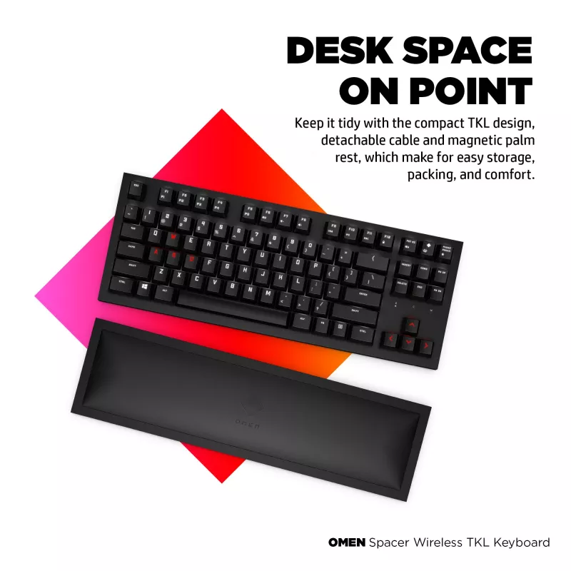 HP OMEN Spacer Wireless TKL klávesnica, plná veľkosť (100 %), bezdrôtová, RF Wireless, mechanická, čierna