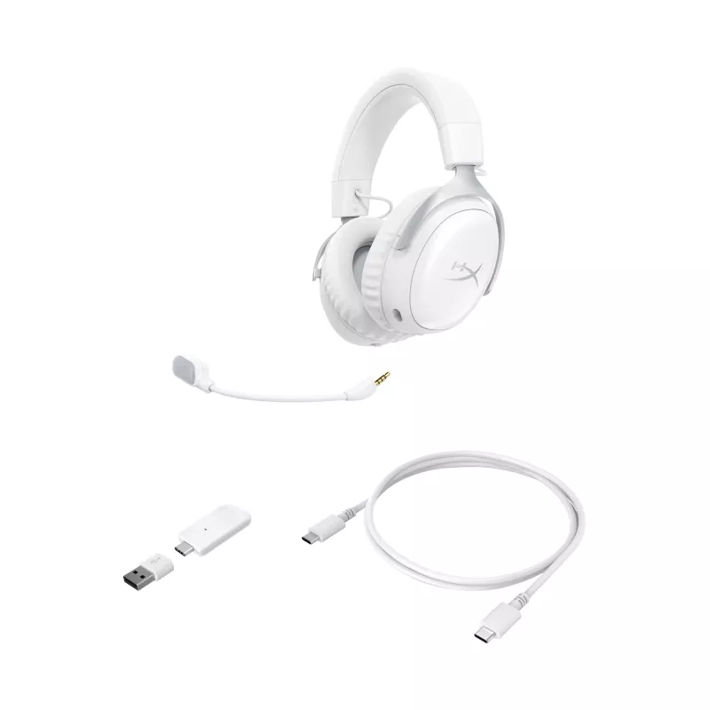 HyperX Cloud III S - bezdrôtový herný headset (biela), bezdrôtový, 20 - 20000 Hz, herný, 340 g, headset, biela