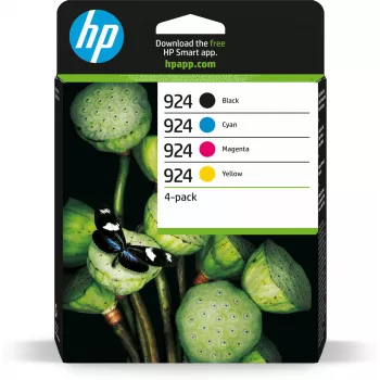 HP 924 CMYK originálna atramentová kazeta 4 ks balenie, štandardná výťažnosť, čierna, azúrová, purpurová, žltá, 4 ks, 500 strán, 400 strán, jednotlivé balenie
