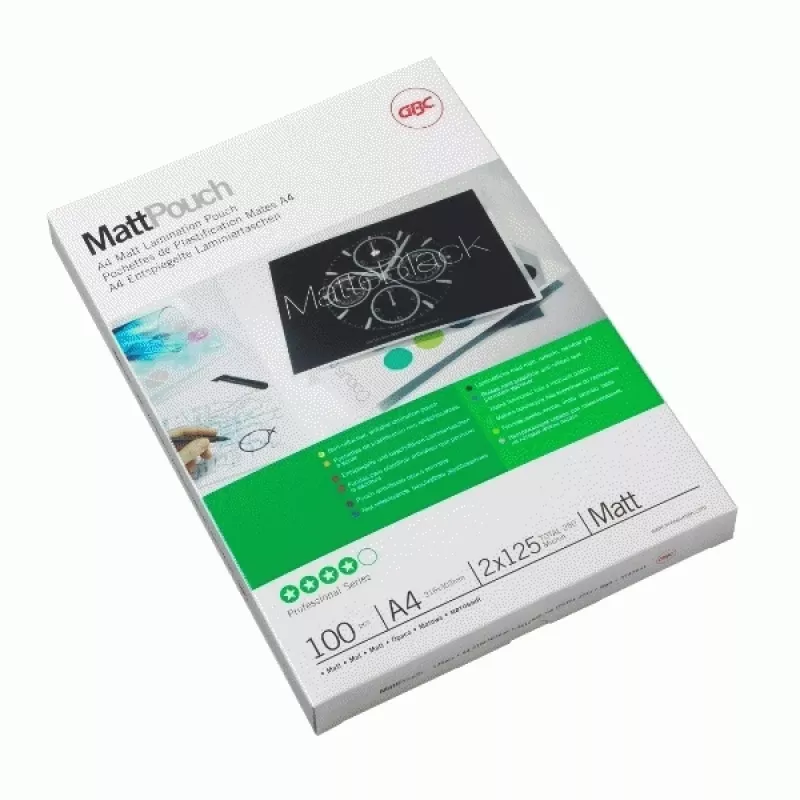 GBC laminovacia fólia A4 matná 100 mikrónov, matná, A4, 216 mm, 0,2 mm, 303 mm, 100 ks