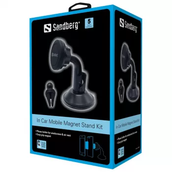 Sandberg In Car Mobile Magnet Stand Kit, telefón, pasívny držiak, auto, čierna