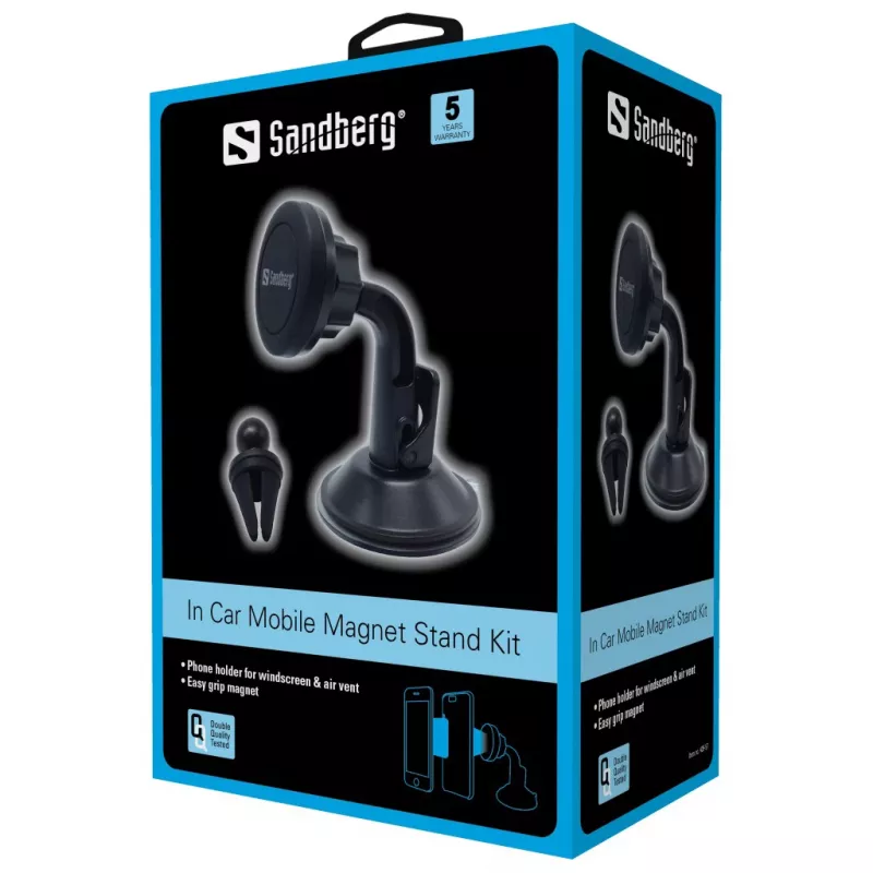Sandberg In Car Mobile Magnet Stand Kit, telefón, pasívny držiak, auto, čierna