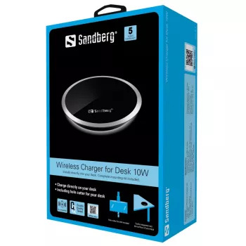 Sandberg bezdrôtová nabíjačka na stôl 10W, Indoor, USB, bezdrôtové nabíjanie, 0,8 m, čierna