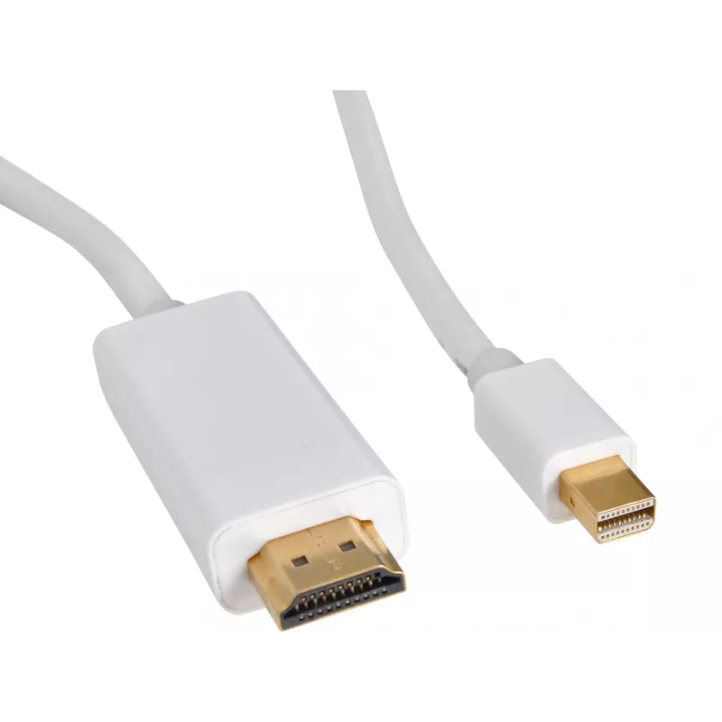 Sandberg MiniDP 1.2 > HDMI 4K 2m, 2 m, Mini DisplayPort, HDMI, konektor samec, konektor samec, biela