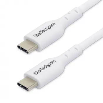 StarTech.com 1 m (3,3 ft) biely USB-C nabíjací kábel 2 ks balenie, USB-C kábel, USB 2.0 Type-C nabíjací kábel pre notebook, 60 W 3 A Power Delivery, TPE plášť, USB-C dátový kábel, M/M