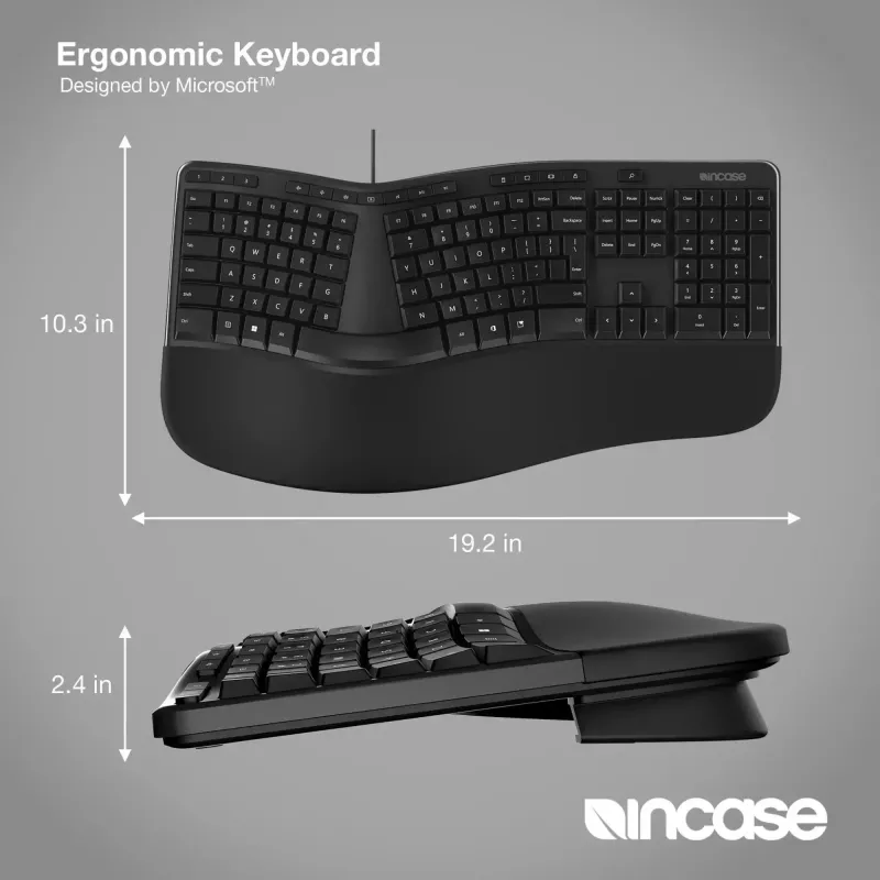Incase Designed by Microsoft ergonomická klávesnica Office USB QWERTY čierna