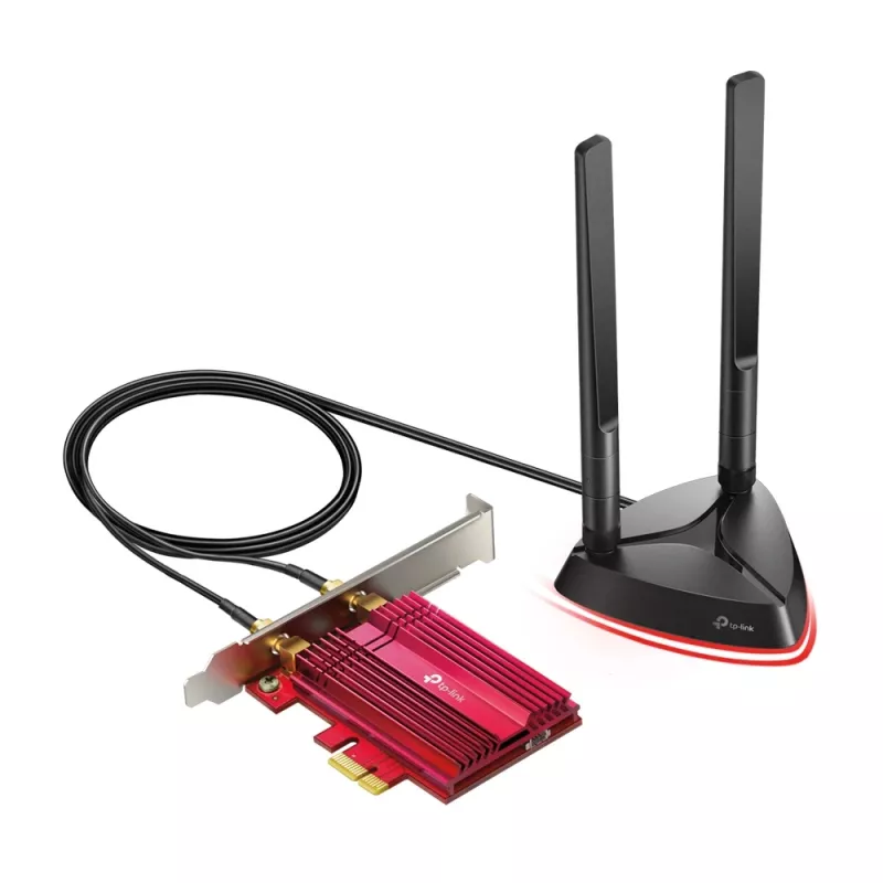 TP-Link AX3000 Wi-Fi 6 Bluetooth 5.0 PCIe adaptér, interný, bezdrôtový, PCI Express, WLAN / Bluetooth, 2402 Mbit/s, čierna, červená