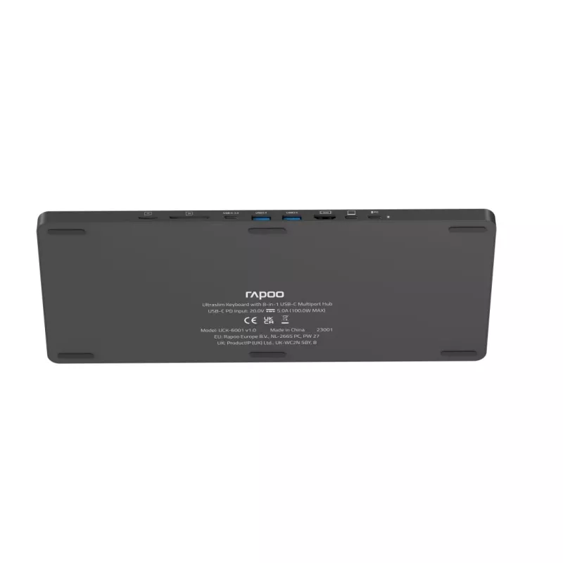 Rapoo UCK-6001 Ultratenká klávesnica s 8v1 USB-C multiportovým adaptérom, QWERTZ