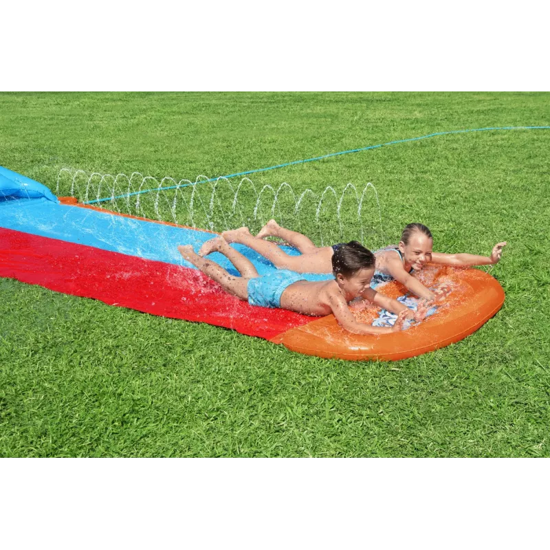 Bestway H2OGO! dvojitá vodná šmýkačka s Tsunami Splash rampou 4,88 m