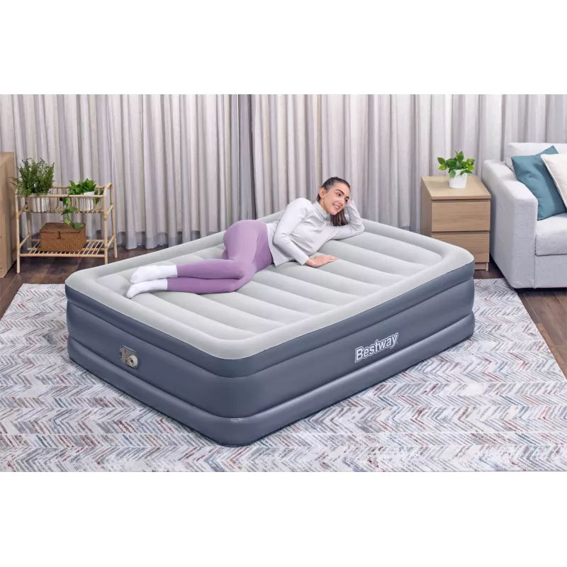 Bestway Tritech nafukovacia matrace Queen s integrovaným AC čerpadlom a antimikrobiálnym povrchom 2,03 m x 1,52 m x 51 cm