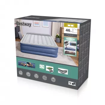 Bestway Tritech nafukovacia posteľ Queen s integrovaným AC čerpadlom a antimikrobiálnym povrchom 2,03 m x 1,52 m x 46 cm