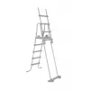 Bestway Flip & Lock rebrík k nadzemnému bazénu 1,32 m, rebrík, sivý, kov, plast, 150 kg, 4 stupne, EN16582