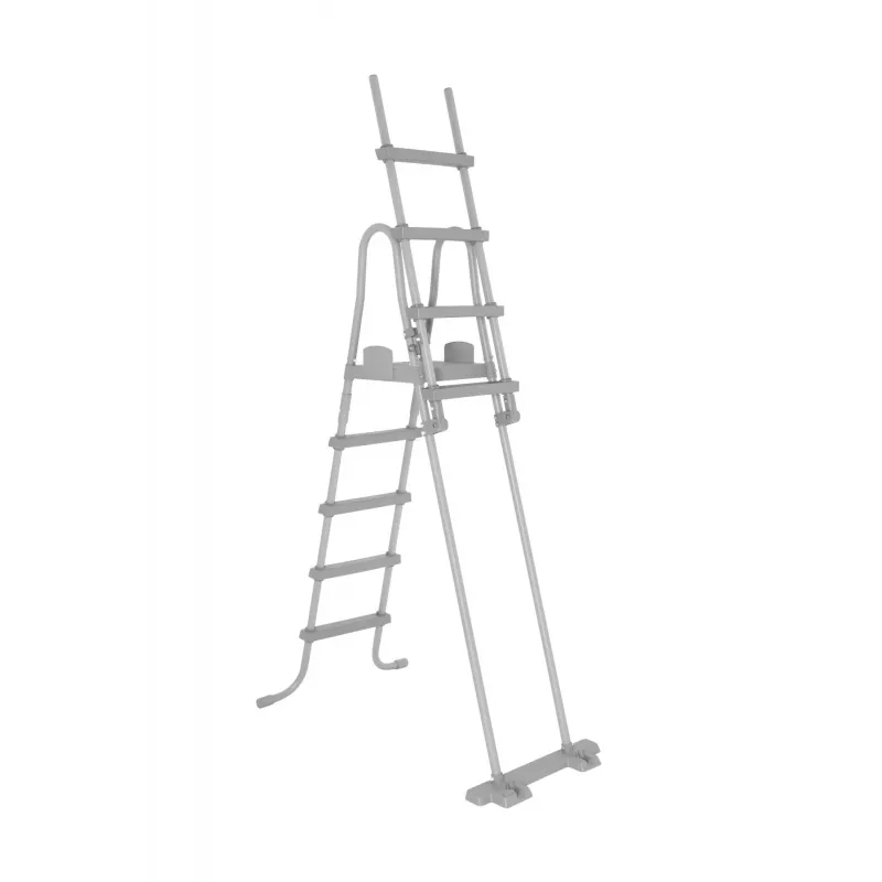 Bestway Flip & Lock rebrík k nadzemnému bazénu 1,32 m, rebrík, sivý, kov, plast, 150 kg, 4 stupne, EN16582