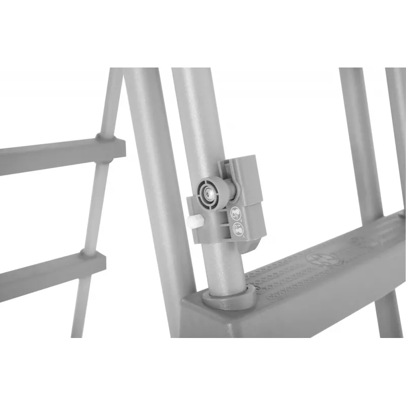 Bestway Flip & Lock rebrík k nadzemnému bazénu 1,32 m, rebrík, sivý, kov, plast, 150 kg, 4 stupne, EN16582