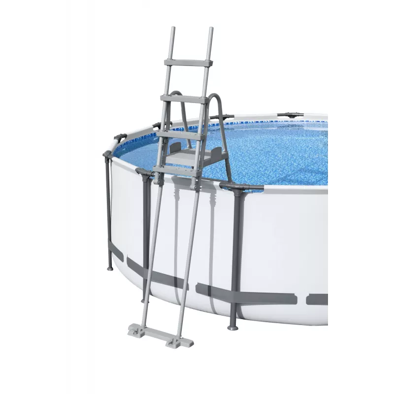 Bestway Flip & Lock rebrík k nadzemnému bazénu 1,32 m, rebrík, sivý, kov, plast, 150 kg, 4 stupne, EN16582