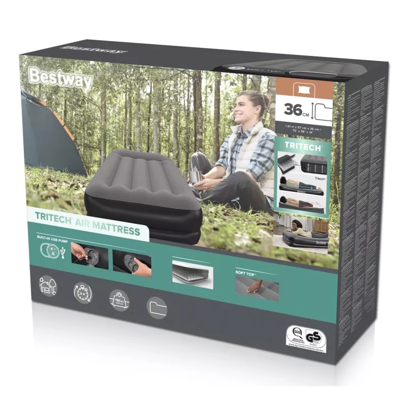 Bestway Tritech Twin nafukovacia matrace s integrovaným USB čerpadlom 1,91 m x 97 cm x 36 cm