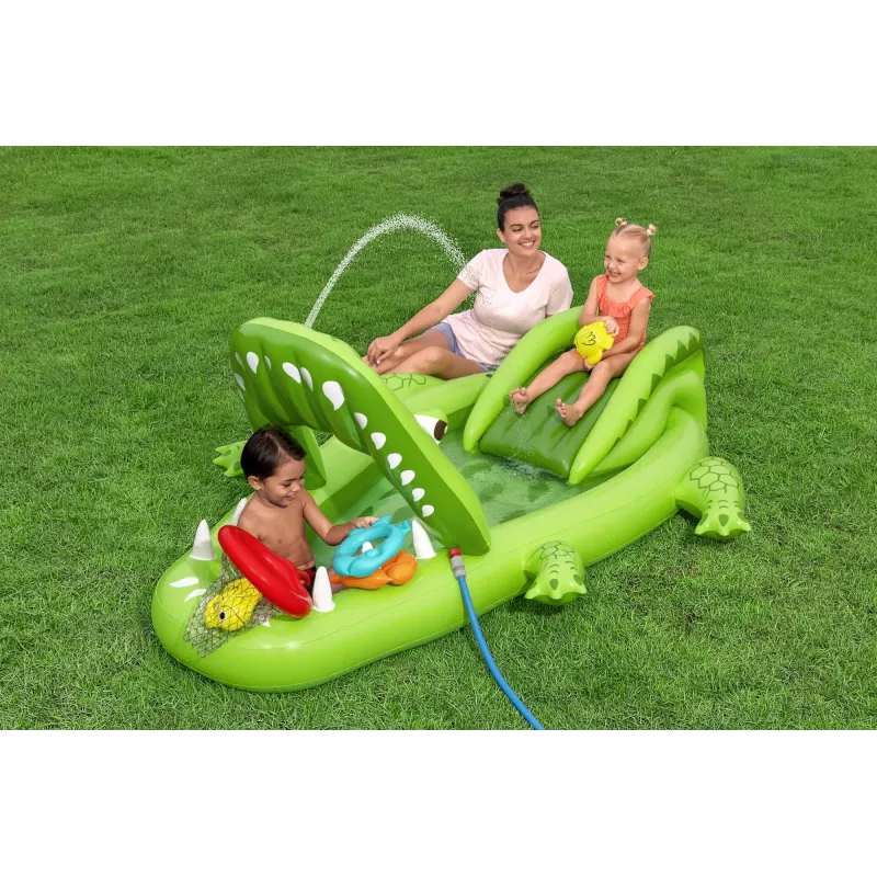 Bestway Later Gator nafukovacie vodné ihrisko a bazén pre deti 2,34 m x 1,63 m x 87 cm