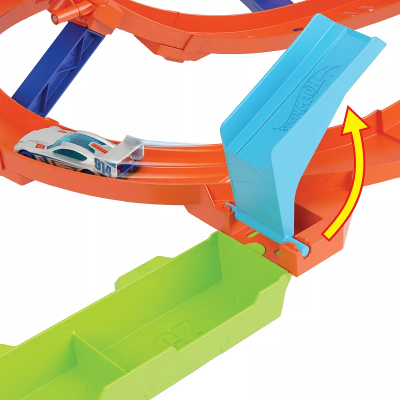 Hot Wheels Action Loop Cyclone Challenge dráha s autíčkom v mierke 1:64, jednoduché skladovanie