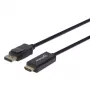 Manhattan DisplayPort 1.2 na HDMI kábel, 4K@60Hz, 1m, konektor samec na konektor samec, DP s uzamknutím, čierny, nie obojsmerný, trojročná záruka, zodpovedá 3F-DP-HDMI-4K60-HDR