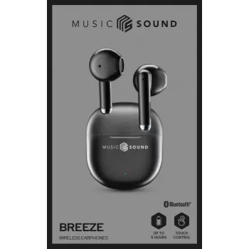 Music Sound Breeze Bluetooth slúchadlá do uší s farebným puzdrom