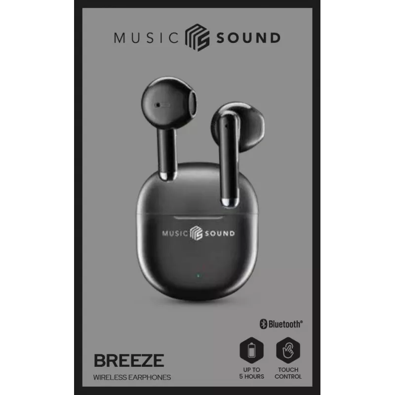 Music Sound Breeze Bluetooth slúchadlá do uší s farebným puzdrom