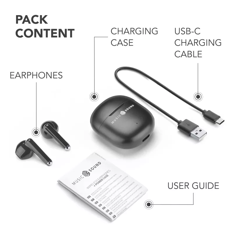 Music Sound Breeze Bluetooth slúchadlá do uší s farebným puzdrom