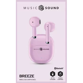 Music Sound Breeze Bluetooth slúchadlá do uší s farebným puzdrom