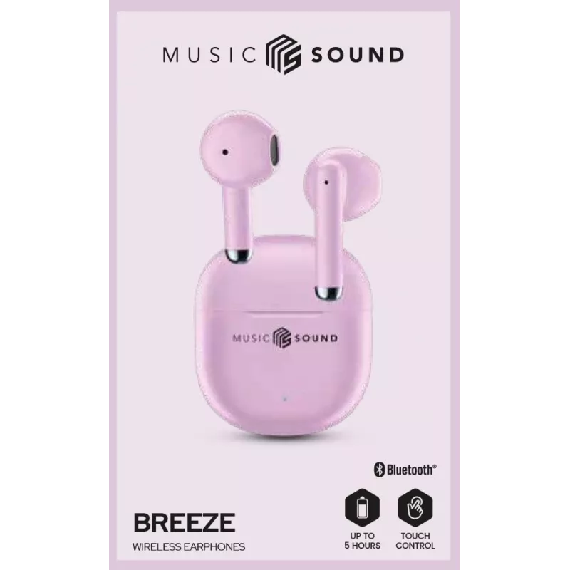 Music Sound Breeze Bluetooth slúchadlá do uší s farebným puzdrom
