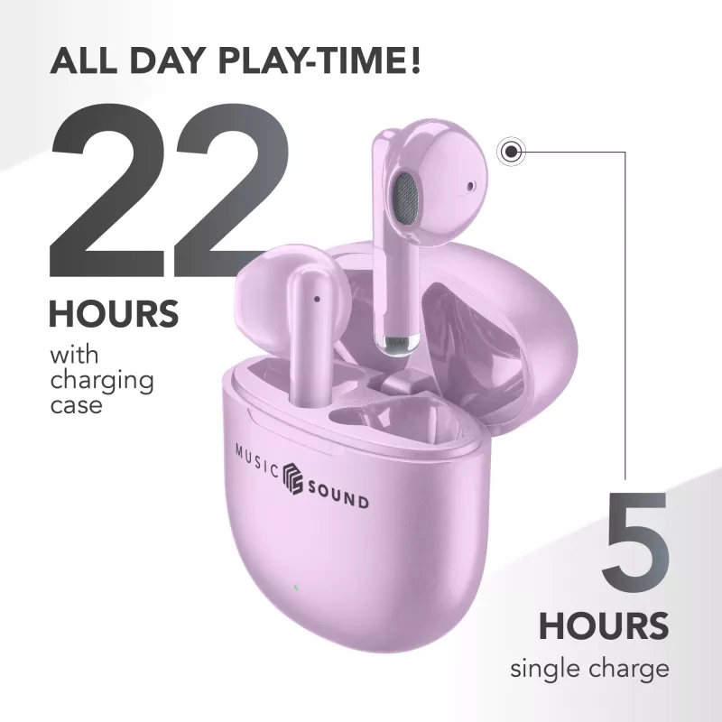 Music Sound Breeze Bluetooth slúchadlá do uší s farebným puzdrom